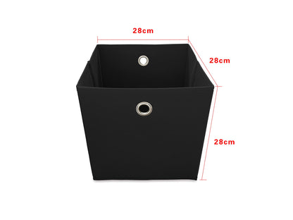 Webeasy 6-Pack Black Canvas Storage Boxes - Foldable Cube Organizers with Eyelet Handles, 28x28x28cm for Home, Office & Nursery
