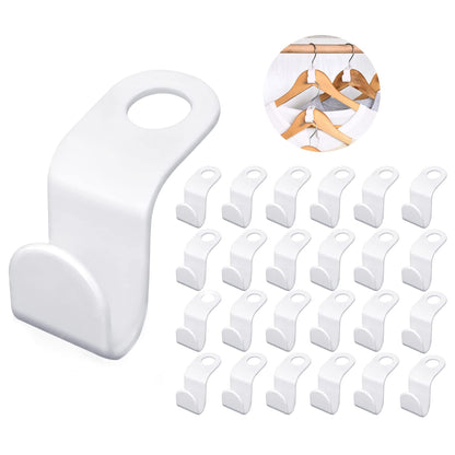 50 Pack Clothe Hanger Connector Hooks, Multi-Layer Stackable Hanger, White