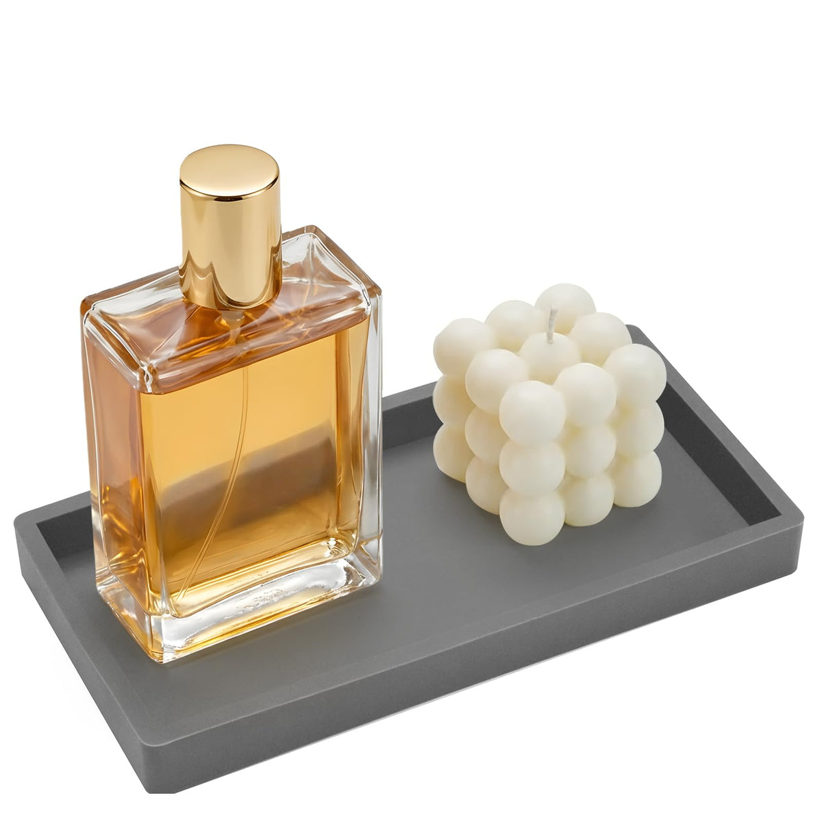 Silicone Bathroom Vanity Tray, Kitchen Counter Trays, 20x10cm Dressing Table Decorative Tray, Rectangular non-slip Toilet Tank Tray