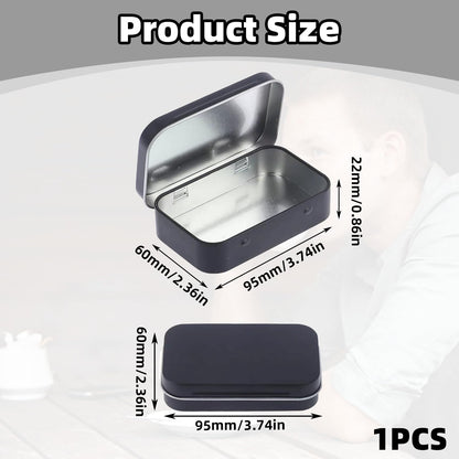 MEKEET Rectangular Small Metal Tins with Lids, Black, 1PCS