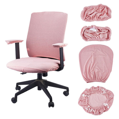 DELORIGIN 4 Pcs Office Chair Cover Set Stretchable Velvet Desk Chair Covers Protective Computer Seat Cover with Back and Armrest Covers for Office
