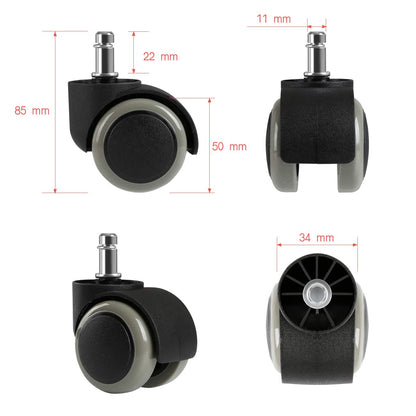LIHAO 5 Pcs Wheels For Office Chair 11mm Office Chair Wheels Replacement