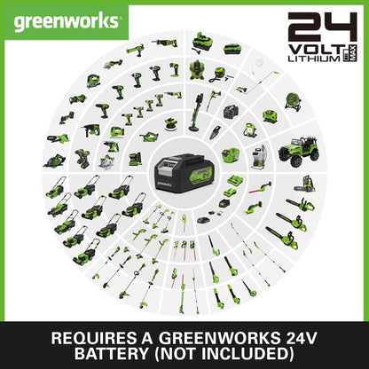 Greenworks G24PS20 Cordless long reach Pole Saw (Great for Pruning and Trimming Branches), 8 Inch (20cm) Bar Length, 6.7m/s Chain Speed, light weight,