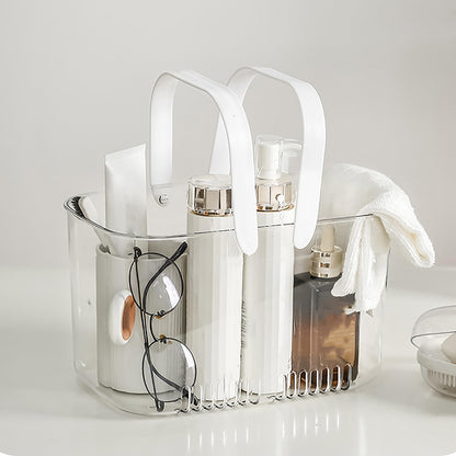 NOENNULL Shower Caddy Basket, Plastic Storage Basket with Handle, Large Capacity Storage Portable Shower Caddy Hollow Design Clear Bathroom Basket