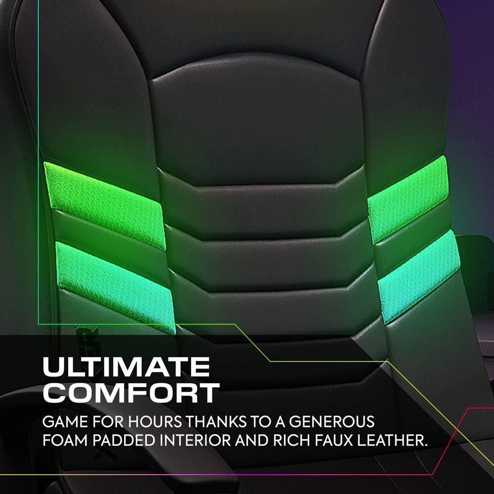 X-Rocker Aries RGB 2.1 Pedestal, Stereo Audio Gaming Chair - Neo Motion™ Sync App Controlled LED Lights, Immersive Sound, Folding