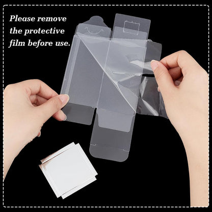 BENECREAT 30 Pcs Clear Gift Boxes, 2x2x4 Inch/5x5x10cm Folding PVC Favor Boxes with Silver Paper Card Base for Wedding Birthday Party Festival Gift