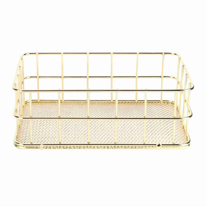 WGFOIP Metal Wire Mesh Storage Basket, Golden Iron Desktop Organizer with Sturdy Wrought Iron Construction