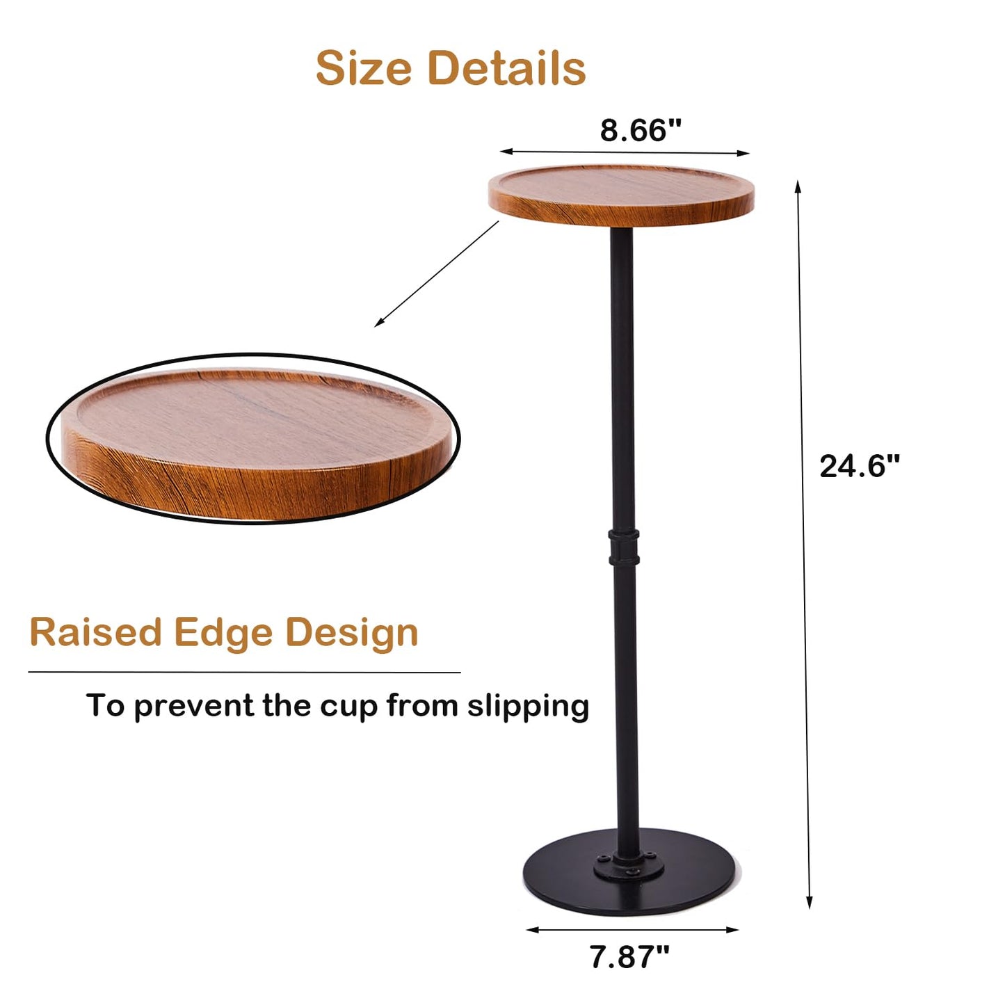 Benhurb Round Side Table Small Coffee Tables with Metal Base Sofa End Table Modern Corner Drink Table for Small Spaces Living Room Bedroom Office