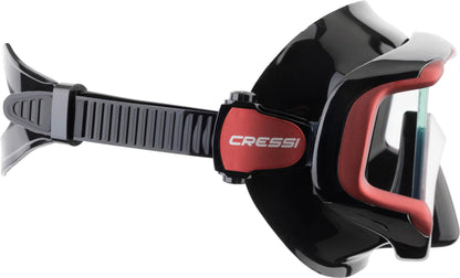 CRESSI Liberty Triside Mask - Panoramic 3 Glass Mask for Diving and Snorkelling, Black/Red Silver, One Size, Unisex Adult
