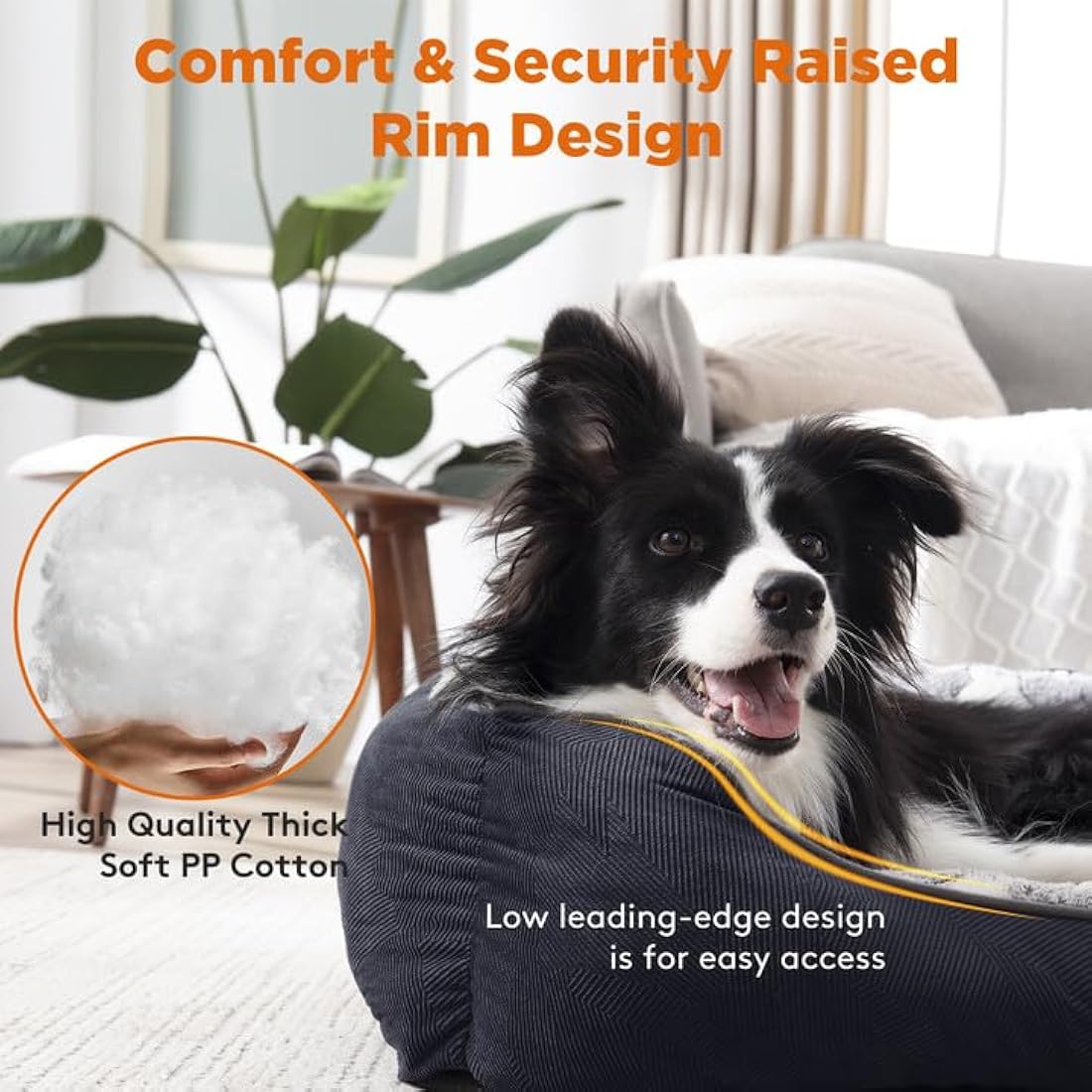 MIXJOY Extra Large Dog Bed(107x76cm), Super Soft Cosy Rectangle Dog Beds, Grey Washable Pet Bed, Good for Golden Retriever, Labrador，German Shepherd，Samoye，Rottweiler
