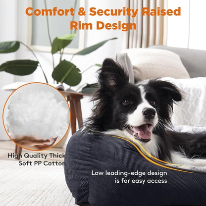 MIXJOY Extra Large Dog Bed(107x76cm), Super Soft Cosy Rectangle Dog Beds, Grey Washable Pet Bed, Good for Golden Retriever, Labrador，German Shepherd，Samoye，Rottweiler