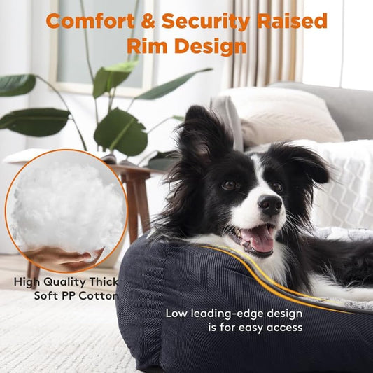 MIXJOY Extra Large Dog Bed(107x76cm), Super Soft Cosy Rectangle Dog Beds, Grey Washable Pet Bed, Good for Golden Retriever, Labrador，German Shepherd，Samoye，Rottweiler