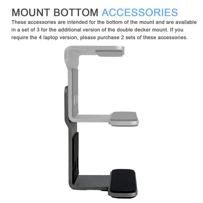 JEMACHE Under Desk Laptop Extra Mount, Metal Extra Holder Accessories for Triple or 4 Laptop Version (Silver)