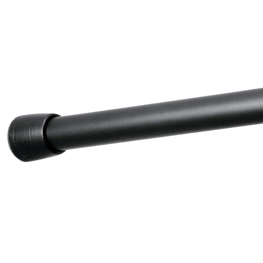 iDesign Shower curtain rod, short telescopic metal rod, extendable shower curtain rod without drilling for shower and bath tub, matte black,66 - 107