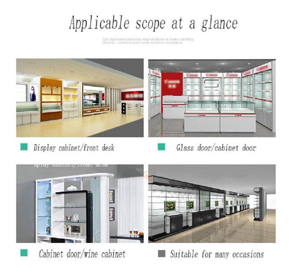 Black Frameless Glass Door Cabinet Display - 2 Pieces, 90 Degree Hinge