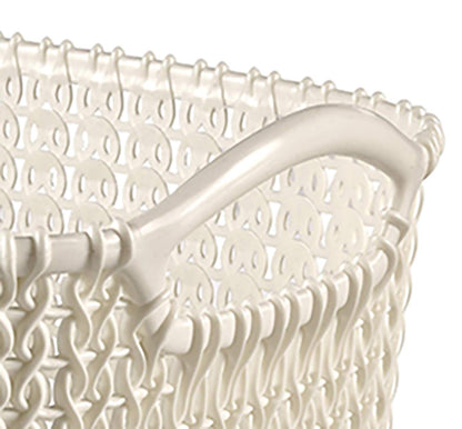 Curver Knit Effect Kitchen, Living room, Bathroom, Bedroom, Utility Medium Rectangular Storage Basket 8 Litres - Oasis White