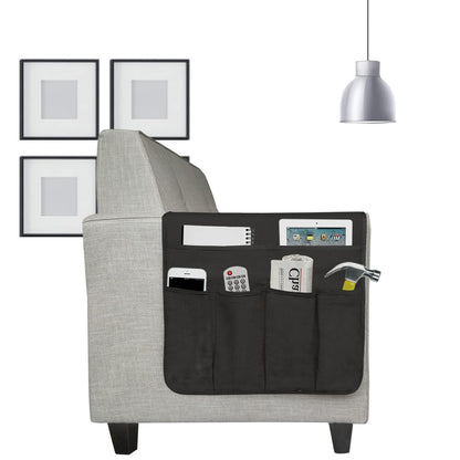 Sofa Chair Armrest Storage Organizer Non-Slip Couch Recliner Remote Control Holder Waterproof Sofa Arm Tidy Hanging Storage Bag with 5 Pockets Holder