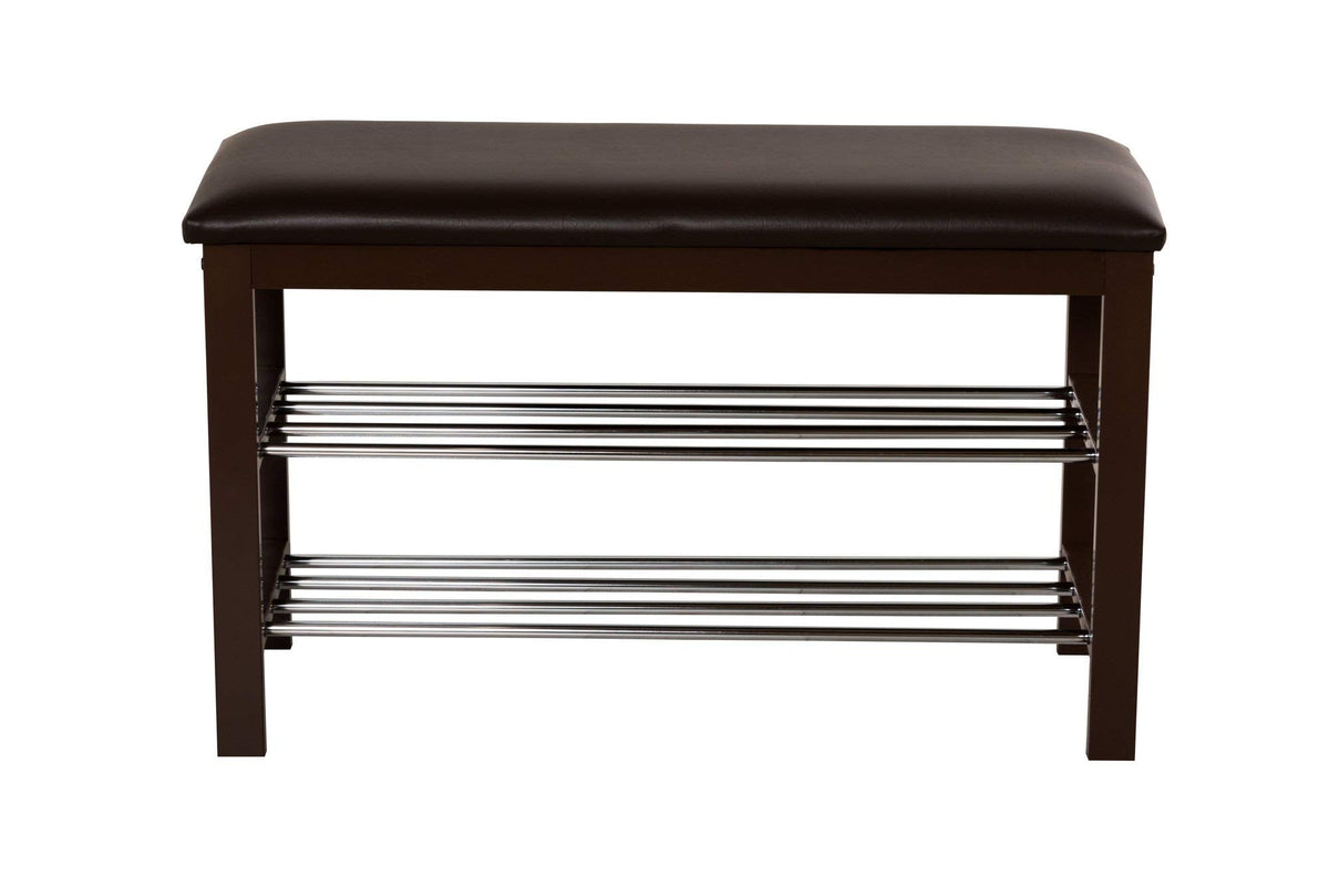 ASPECT 3-Tier Storage Shoe Rack/Bench with Seat Cushion (Brown), 80 x 30 x 49 cm