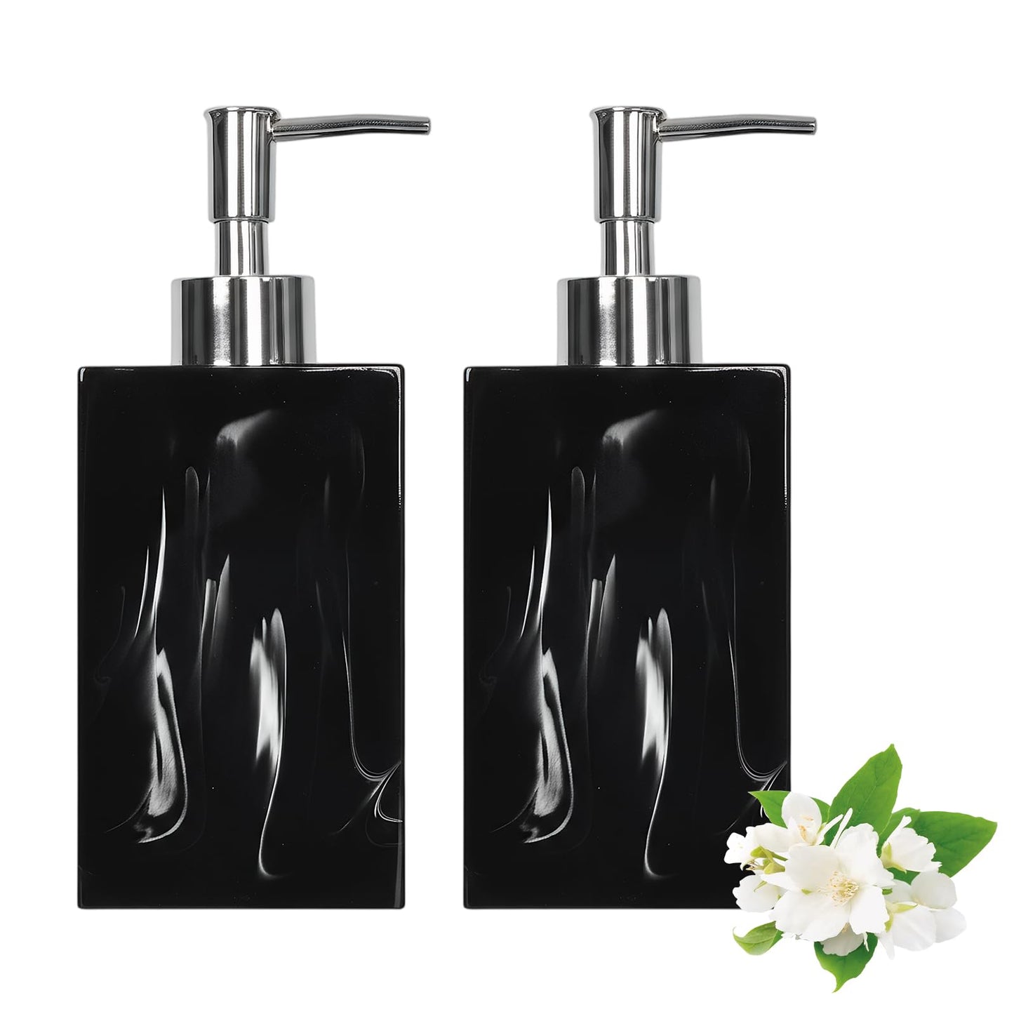 2Pcs Soap Dispenser, 500ML Refillable Liquid Square Marble Textured Soap Dispenser