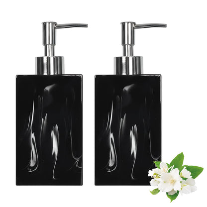 2Pcs Soap Dispenser, 500ML Refillable Liquid Square Marble Textured Soap Dispenser