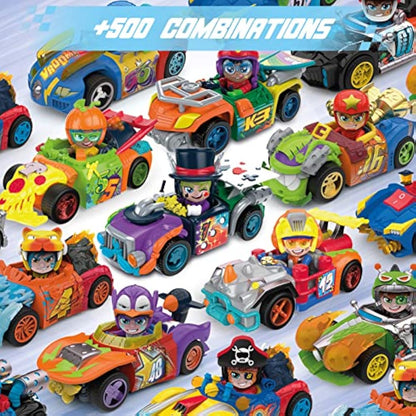 T-RACERS Glow Race Series – Collectible surprise car and driver. Car can be taken apart piece by piece, and parts are interchangeable