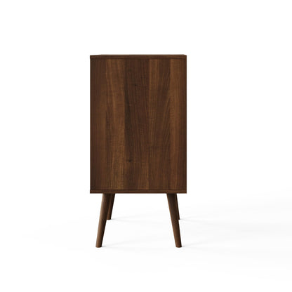 GFW Jaxon Compact Turntable Stand, Walnut Vinyl Record Storage Unit with Mid-Century Tapered Legs
