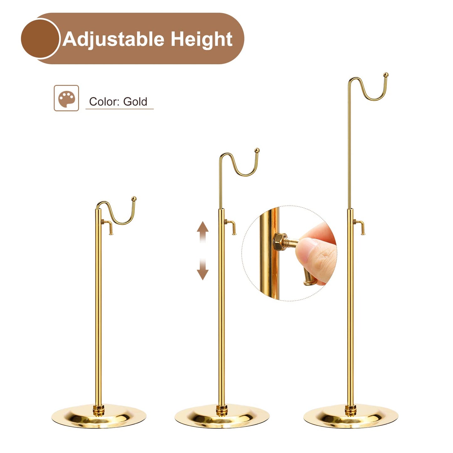 sourcing map Purse Display Stand Adjustable Tabletop Single Hook Handbag Rack Stainless Steel Bag Holder for Retail Boutique Store - Gold