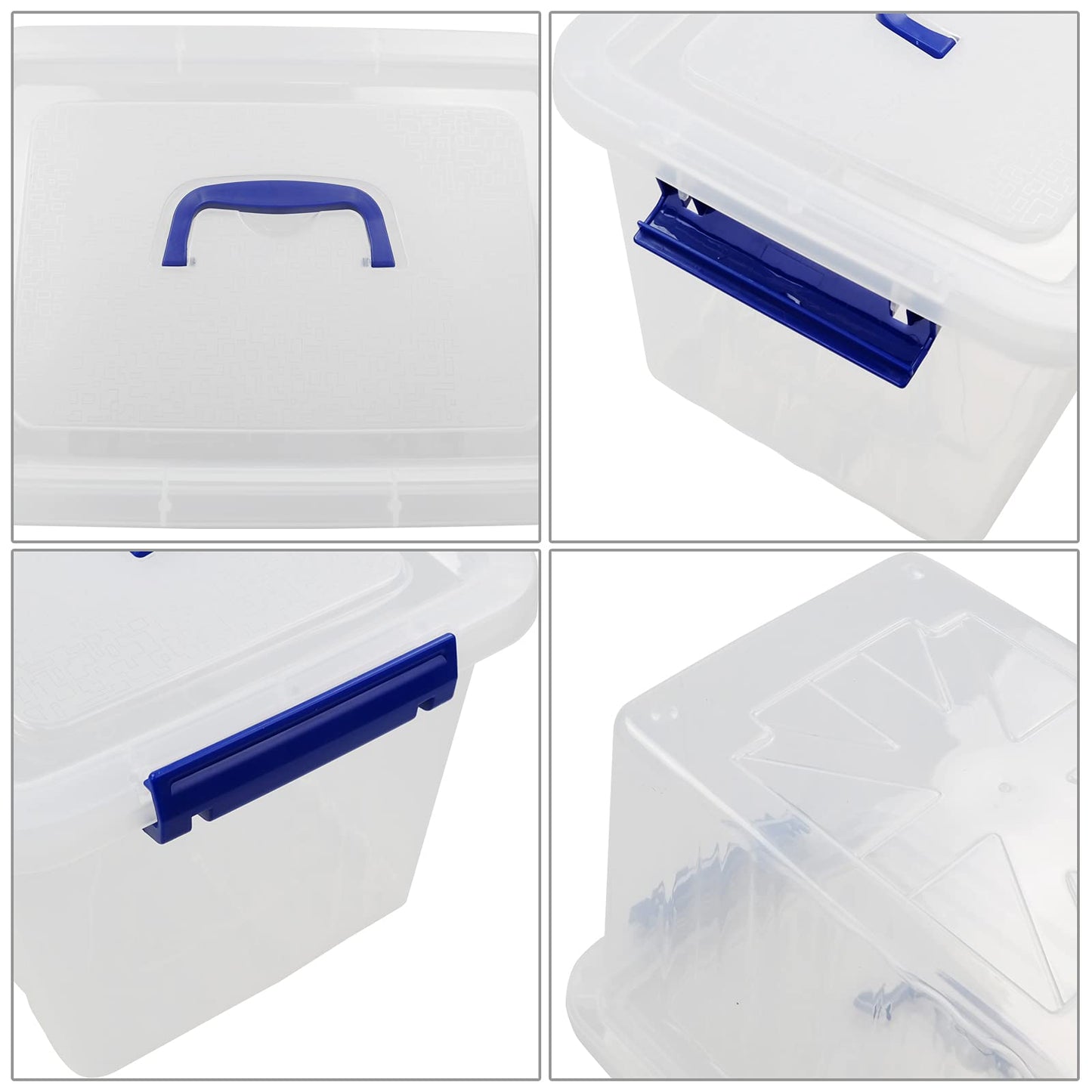 Sandmovie 12 L Plastic Storage Boxes with Lids and Handles, Clear Storage Containers, 6 Packs