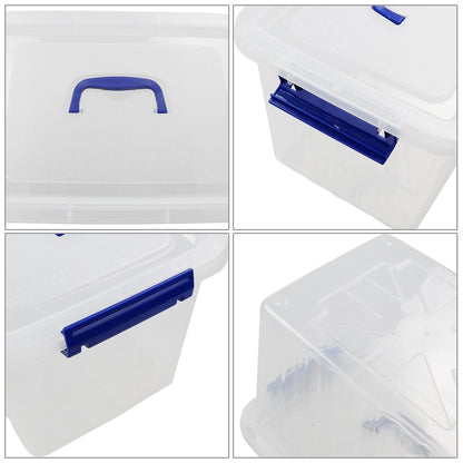 Sandmovie 12 L Plastic Storage Boxes with Lids and Handles, Clear Storage Containers, 6 Packs