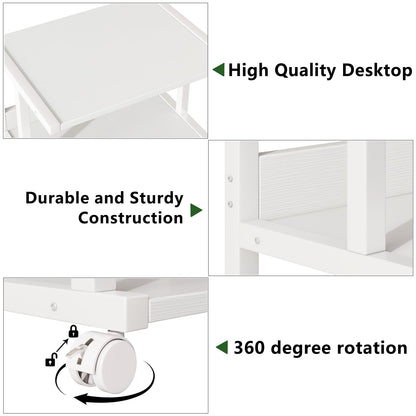 IBUYKE 3-Tier Printer Stand With Storage Shelf and Wheels - Rolling Cart for Home Office Organization, Heat Press, Microwave and Mini Fridge TPS001W