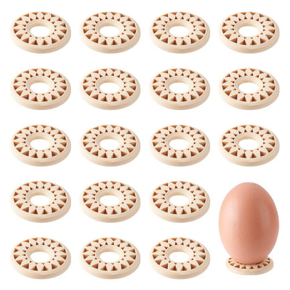 UNICRAFTALE 24pcs Wooden Crystal Ball Stand Navajo White Sphere Flower Stone Rock Display Holder Egg Rocks Stand for Gemstone Nature Stone Home Decor