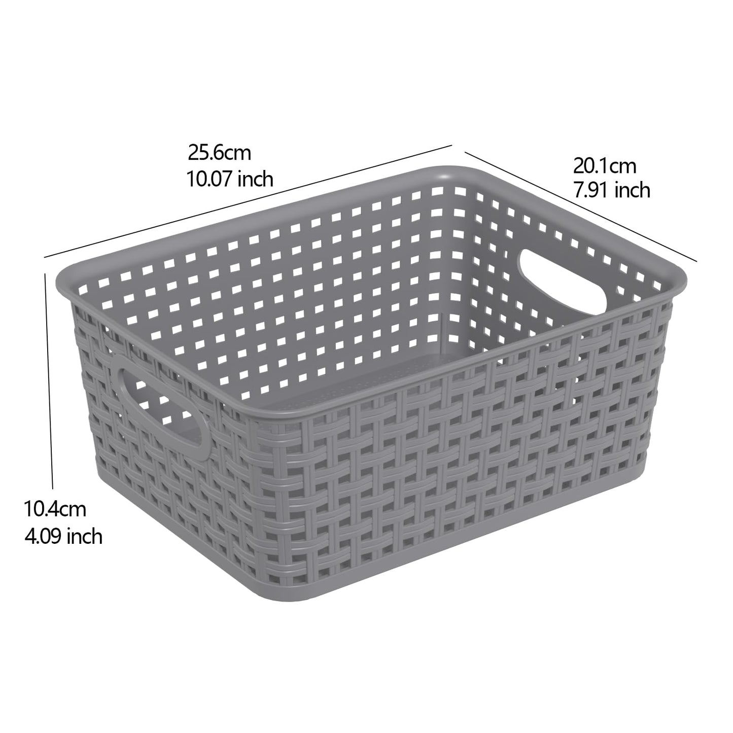 Ikando Plastic Storage Baskets, 6-Pack Small Bins with Handles