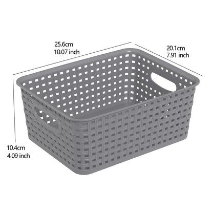 Ikando Plastic Storage Baskets, 6-Pack Small Bins with Handles