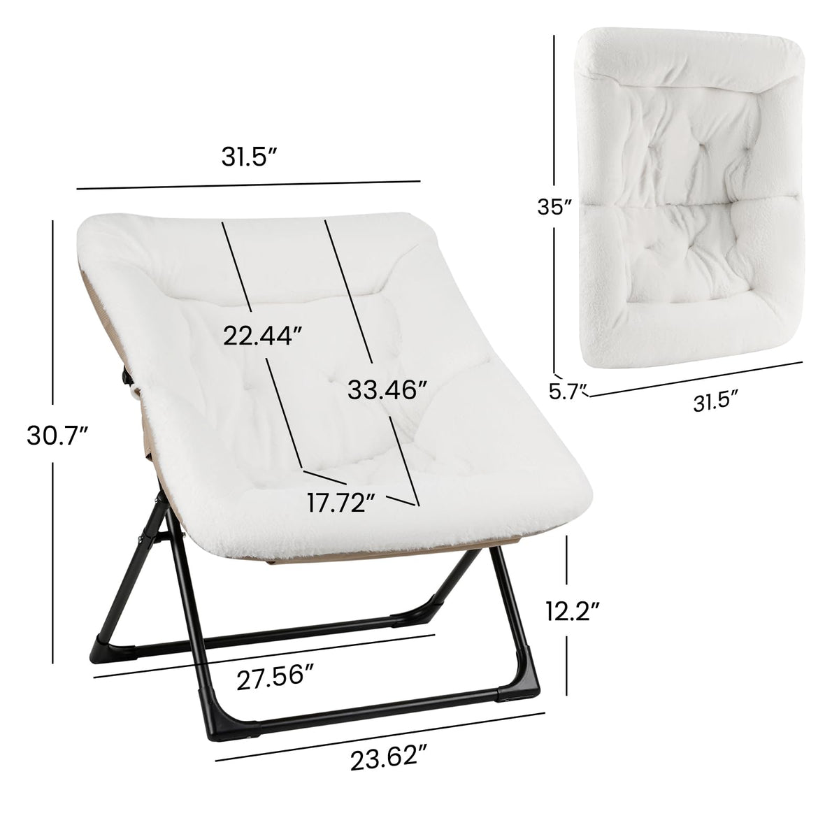 Mordchil EU Armchair Saucer Chair, Comfy Faux-Fur Reading Chair for Bedroom, Oversized Accent Moon Chairs for Teens and Adults