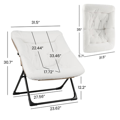 Mordchil EU Comfy Saucer Chair for Adults, Set of 2, Soft Faux Fur Bedroom Chair, Accent Dorm Chairs, Flexible Living Room Reading Chairs
