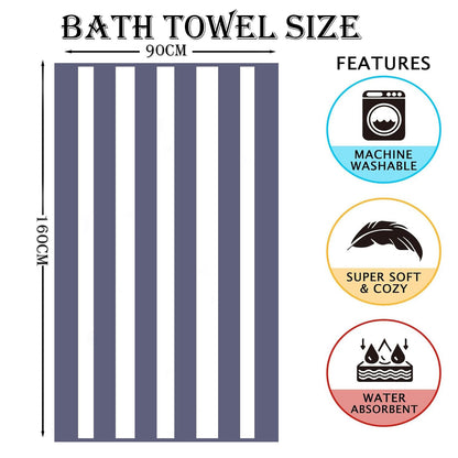 Large Thin Microfibre Beach Towel with Bag for Adult Men Women,160x90cm Gray Stripe Beach Towels Quick Dry Sand Free Lightweight Swim Bath Towel for