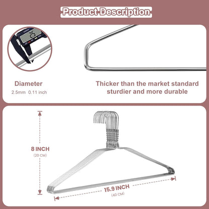 Jiang&Rong 100 Pack Metal Wire Hangers,Metal Coat Hangers (Silver)