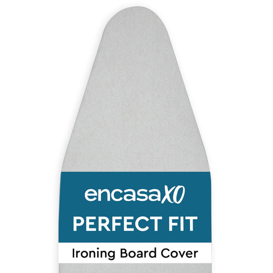 Encasa XO Ironing Board Covers and Pad125x46 cm - Metallised 'Silver Super Luxury' with Foam & Felt Pad, Fits Wide Iron Boards - Heat Reflective,