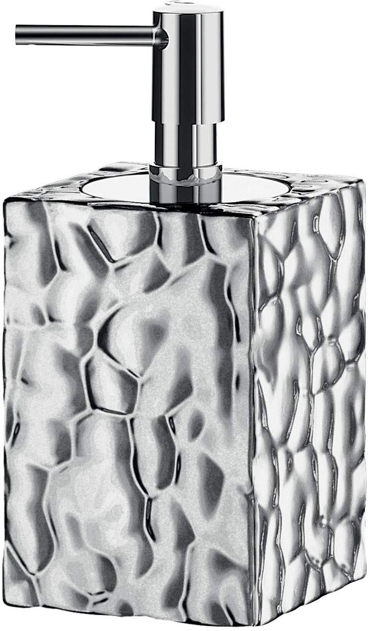 Gedy New Martina Soap Dispenser, Ceramic, Silver, 7.5 x 7.5 x 16