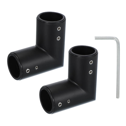 PATIKIL 2 Pcs 90° Black Stainless Steel Curtain Rod Corner Connector with Screwdriver for 3/4 Inch Bay/Corner Window, 2.28" x 2.28" (L*W)