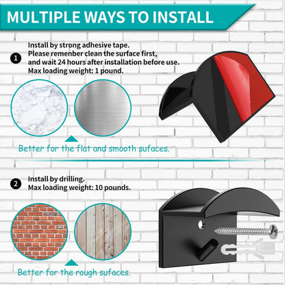 MOSTRUST Upgraded Adhesive Hat Hooks for Wall Mount with Screws(10-Pack), Hat Rack Special for Baseball Caps