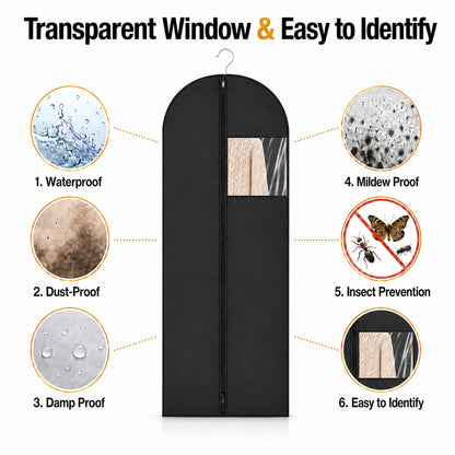 Sytinnice 2 Pack Dress Bags Covers Long 60 x 140 cm / 24 x 55 in, PEVA Hanging Garment Bags with Zipper