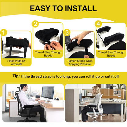 Yelvornic Ergonomic Armrest Pads, Set of 2 Office Chair Arm Rest Cover Pillows with Plush Elbow Support Cushions for Computer, Gaming and Desk Chairs