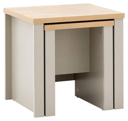 GFW Lancaster Nest of Tables, Grey and Oak Effect Occasional Tables, Space Saving Side Tables, Country Cottage Living Room Furniture Set of 2