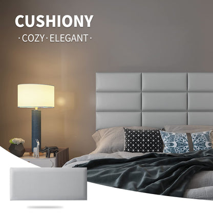 Art3d Peel and Stick Headboard for King, Full and Queen in Grey, Pack of 12 Panels Sized 9.84" x 23.62", Soundproof Wall Panels 3D