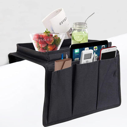 Cysocool Sofa Candy Organizer with Tray Armrest Cup Holder Couch Armchair TV Remote Caddy Storage Bag for Phone Tablet Book Magazines DVD Eyeglasses