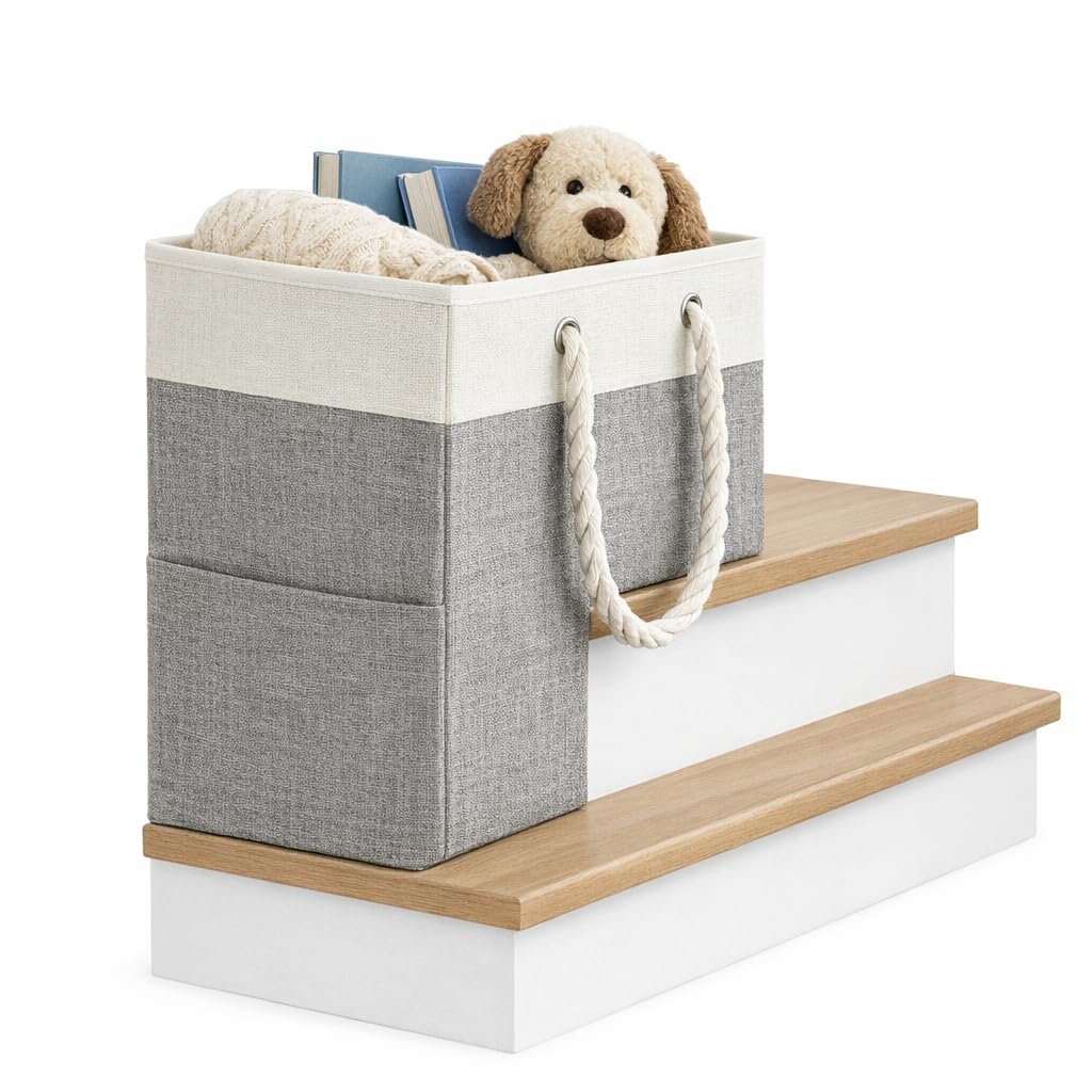 talisleskye Stair basket,Foldable staircase baskets,Stair basket for wooden and carpeted stairs,Step stairs storage baskets with handle.1pcs