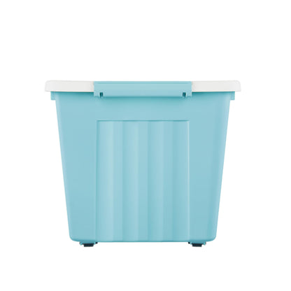 Cetomo 80L*4 Storage Boxes with Lids, Plastic Storage Box with Wheels and Secure Side Latches, Stackable & Nestable Organizer for Home, Office