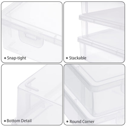 BTSKY Clear Plastic Storage Box with Flap Lid, Multipurpose Craft Organizers and Storage Box Art Supply Storage Organizer Plastic Sewing Box for