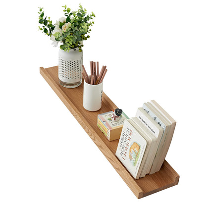 OAKERLAND Wooden Floating Shelves for Wall, 32inch Solid Oak Picture Ledge Shelf Wall Mounted Oak Display Shelf for Home,Office,Bedroom,Living